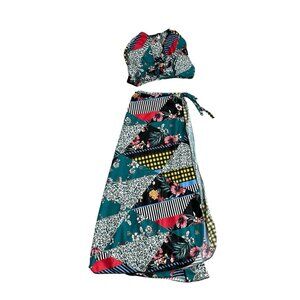 Summer 2 Piece Set Maxi Skirt With Wrap Top, Beachwear Vacationwear, One Size